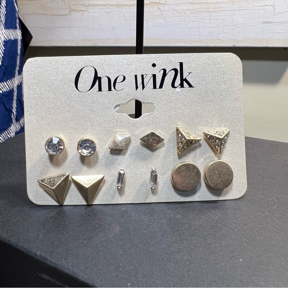 One Wink Gold toned Earring Set, 6 pairs